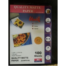 کاغذکوتد ضداب 108 گرم A4  یونیک